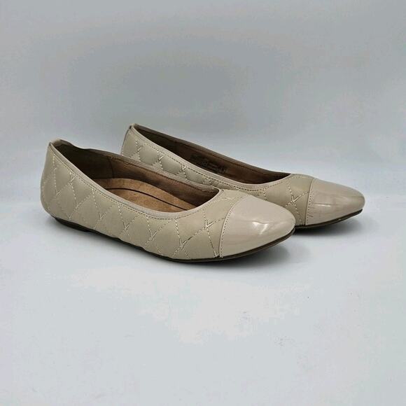 Vionic Desiree Quilted Ballet Flats Leather Slip On Shoes Nude Beige Size 7 - Picture 1 of 7